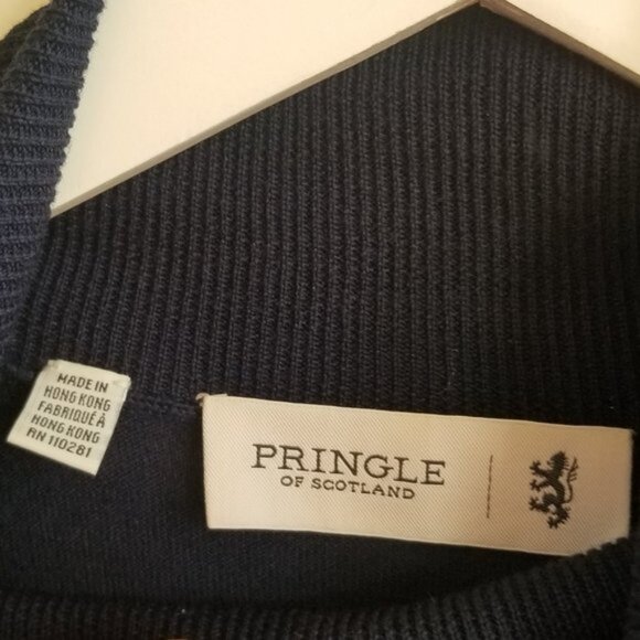 Pringle of Scotland – Navy 100% Merino Wool Men’s Turtleneck Thin Knit Sweater - Picture 5 of 9